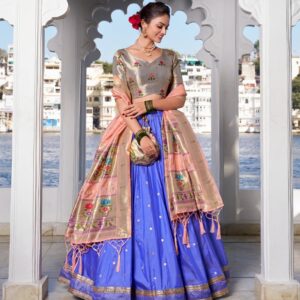 Blue Color Jacquard silk Lehenga Choli