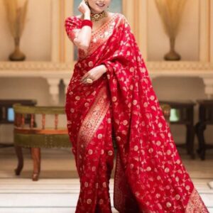 Red Color Banarasi Jacquard With Zari Work Saree
